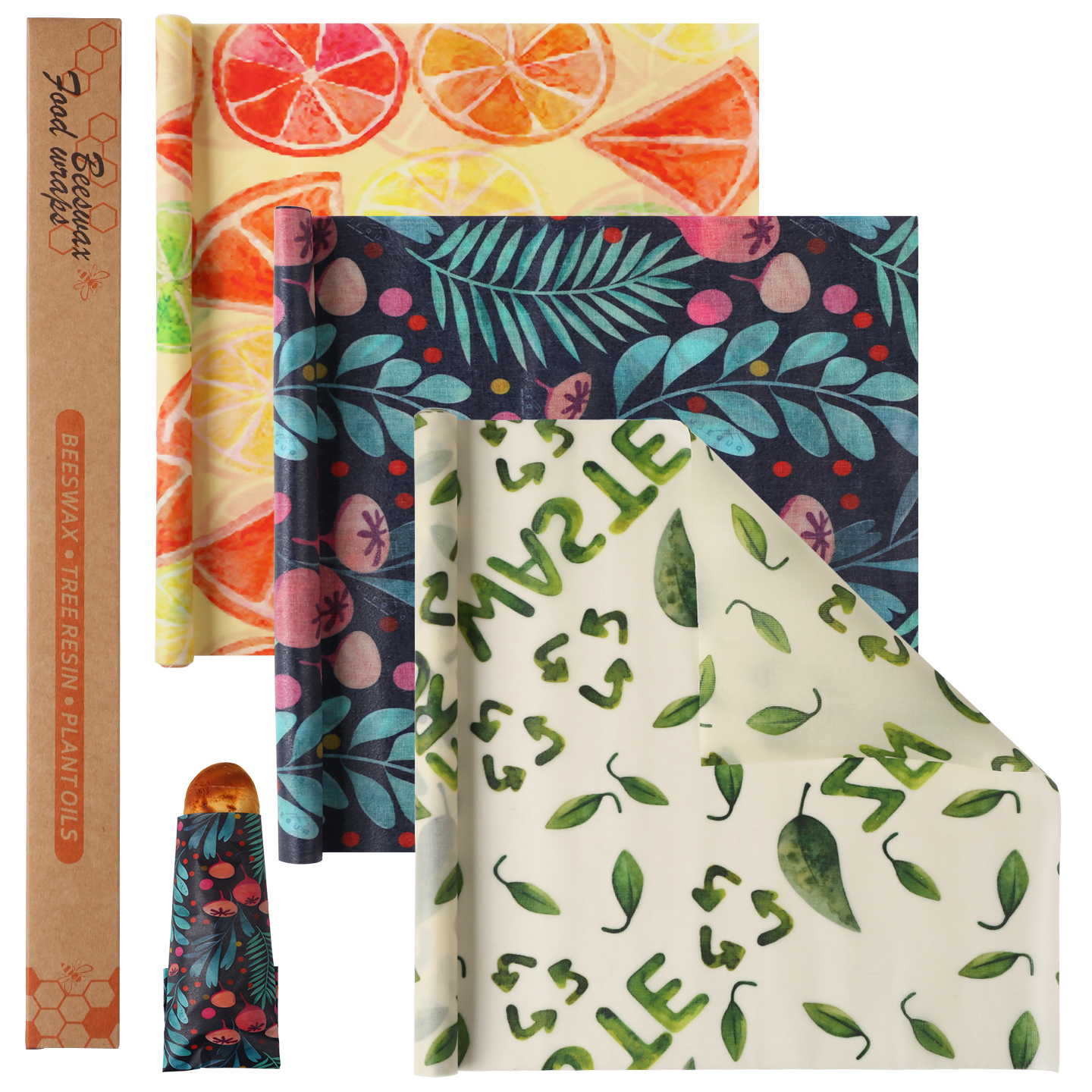 Beeswax Food Cover - 33x100cm Cropable Reusable Beeswax Wrap Roll,