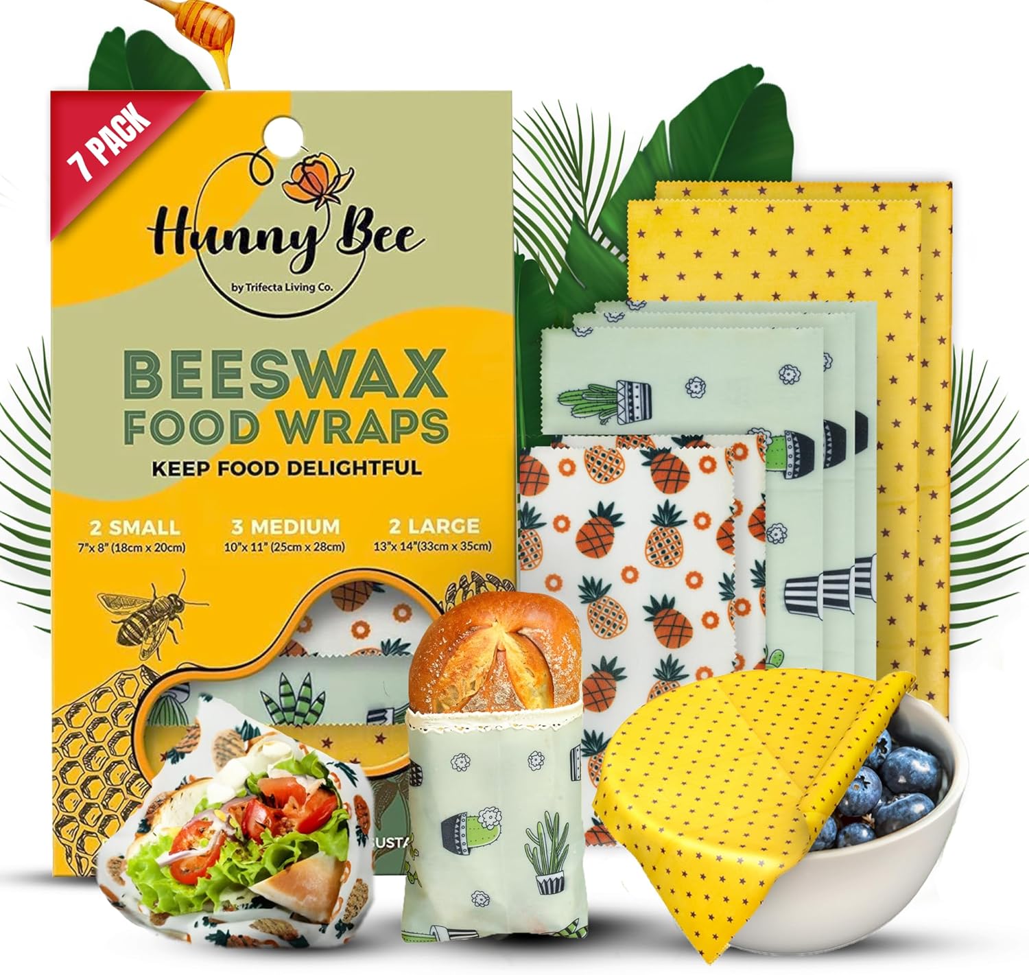Beeswax Wrap Reusable - Beeswax Wraps Set of 7, Fresh