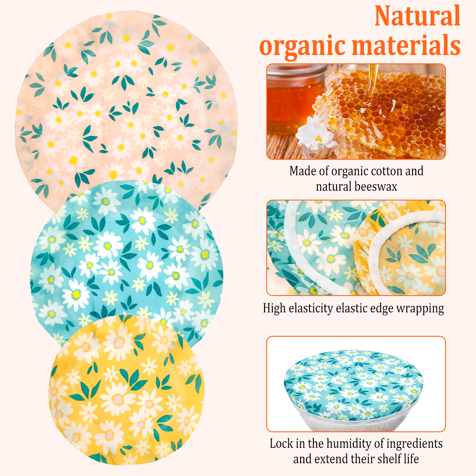 3Pcs Beeswax Bowl Cover Reusab - Beeswax Food Cover reseña y precio