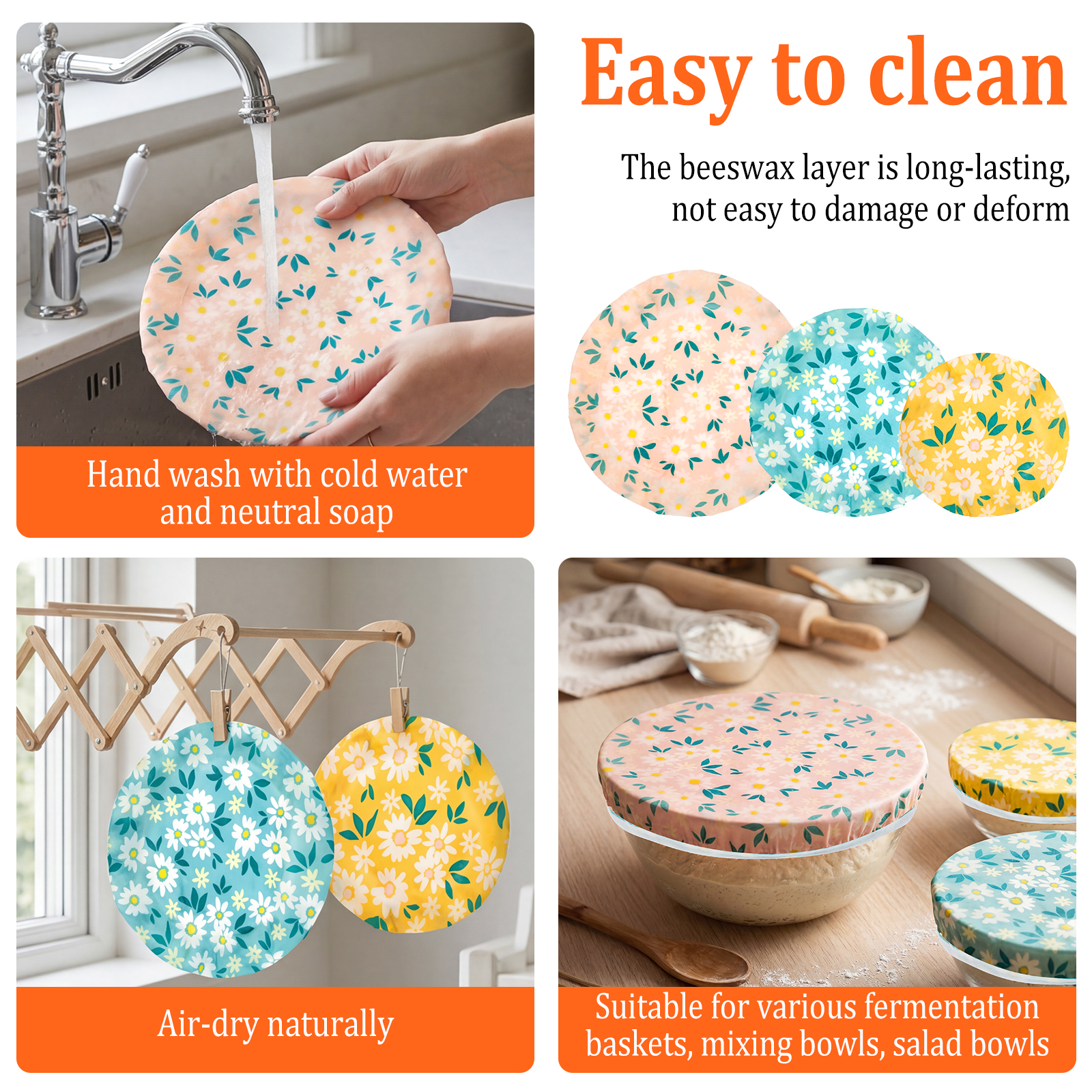 3Pcs Beeswax Bowl Cover Reusab - Beeswax Food Cover reseña y precio