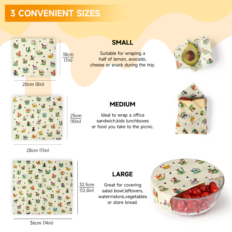 6 Packs (2S. 2M, 2L) reusable  - Beeswax Wrap Reusable reseña y precio