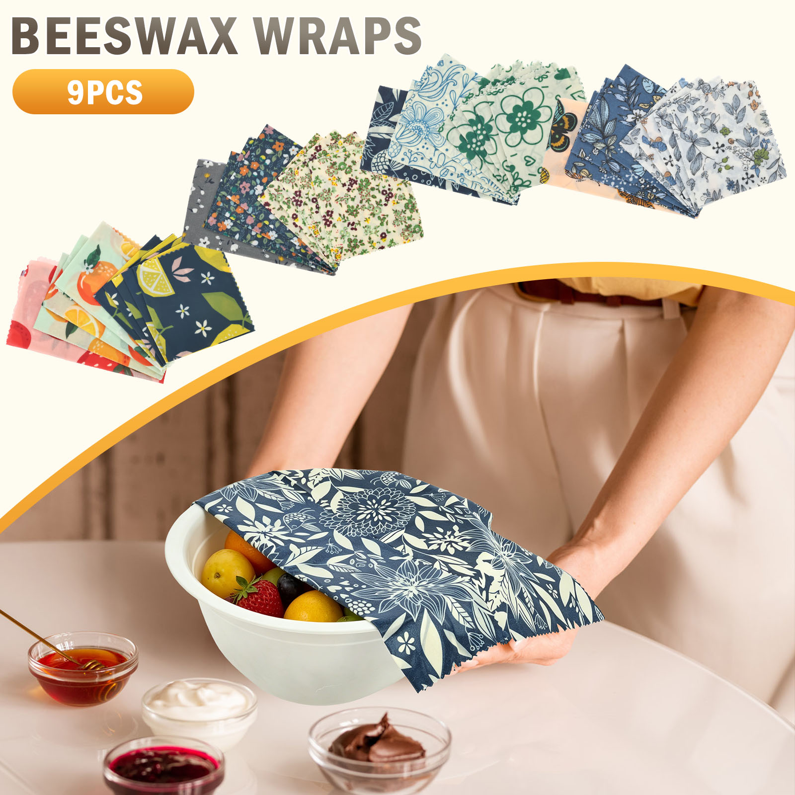 9 Pcs Organic Beeswax Wrap Reu - Beeswax Food Cover reseña y precio