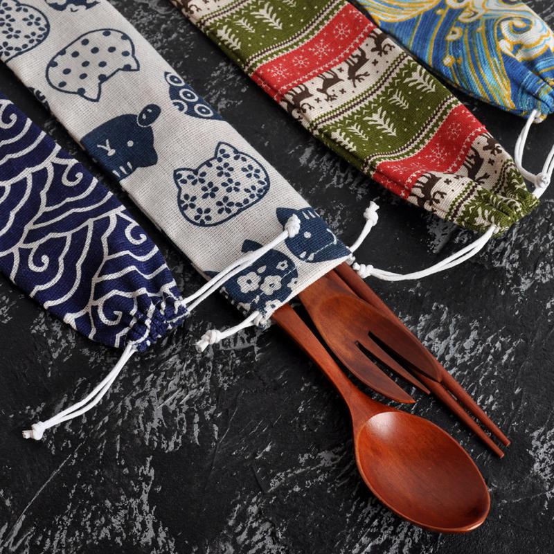 Portable Cutlery Bag Reusable  - Bamboo Cutlery Travel reseña y precio