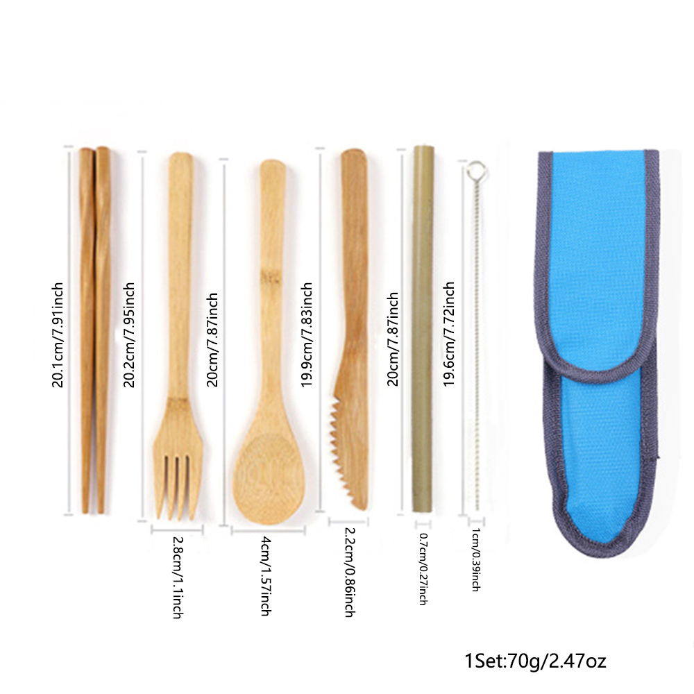 7Pcs Travel Tableware Reusable - Bamboo Cutlery Travel reseña y precio