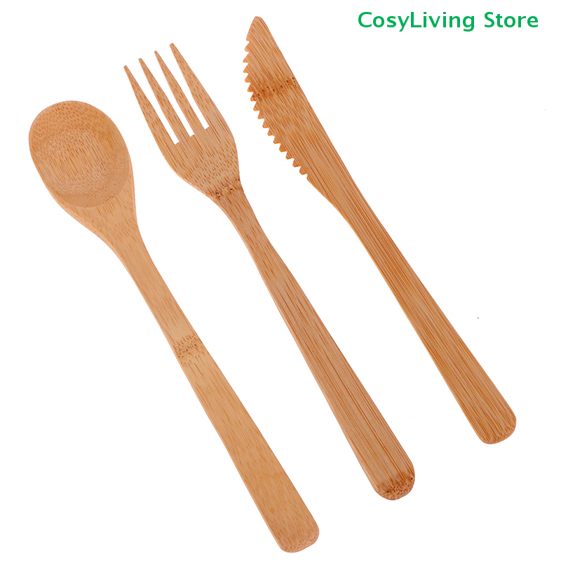 1Set Fork Cutter Spoon Reusabl - Bamboo Cutlery Travel reseña y precio