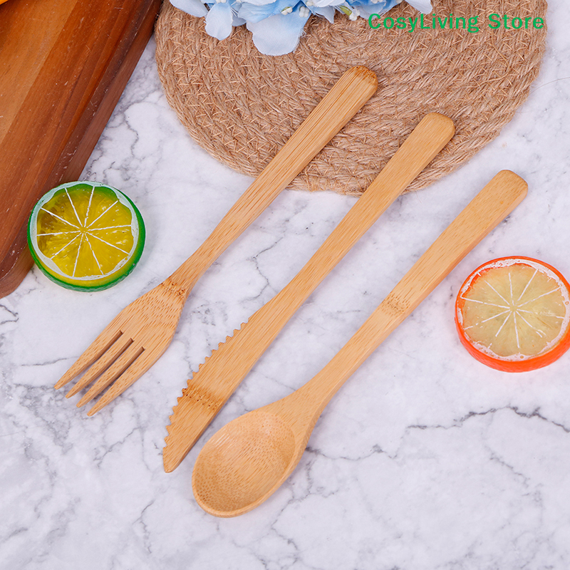 1Set Fork Cutter Spoon Reusabl - Bamboo Cutlery Travel reseña y precio